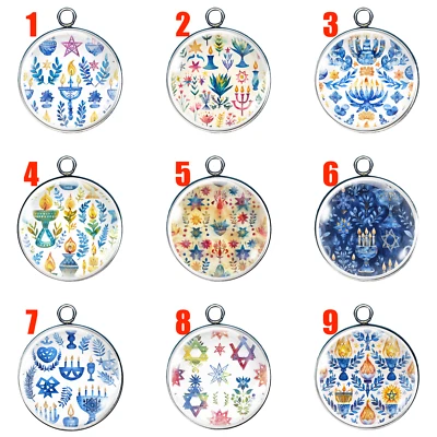Dijes de vidrio Hanukkah | Colgantes de joyería Judaica | Hechos a mano en 3 tamaños y colores Foto 1 de 4