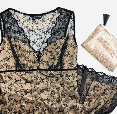 Mujer A.B.S. Usado Evening by Allen Schwartz | Vestido de encaje negro talla M Foto 1 de 4