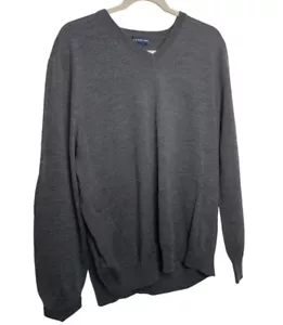 Suéter Lands End Para Hombre XL Gris Lana Cuello en V Tejido Academia Preppy EE. UU. - Imagen 1 de 12