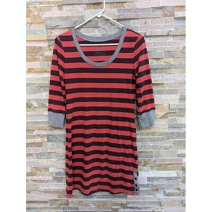 Patagonia Dress Striped 3/4 Sleeve Button Accent Orange Brown Womens Medium - Picture 1 of 4