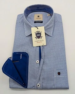 Langarm Hemd HATICO SPORT Gr. M 39/40 Kentkragen Blau Muster Regular Fit - Bild 1 von 7
