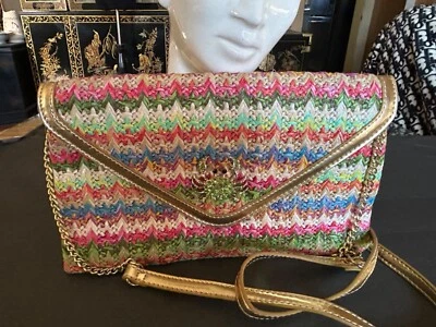 Bandolera Tejida Colores Arco Iris Langosta Cangrejo Estrás Acento Playa Costera Foto 1 de 4