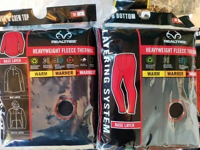 MENS REALTREE HEAVYWEIGHT FLEECE THERMAL SHIRTS & BOTTOMS - NIP - Image 1 of 4