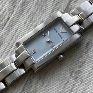 Emporio Armani Designer Watch Ladies Pearl Dial Diamonds Steel 16mm Case - Picture 1 of 8