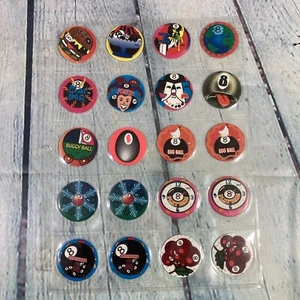 Vintage 8 Ball Pogs Milk Caps Lot of 20 Pieces w Storage Page 1990s - PL3 - Picture 1 of 8