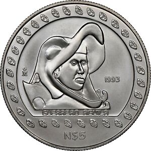Mexico ✮ 1993 ✮ N$5 Pesos ✮ Aztec - Eagle Warrior ✮ NGC MS 68 ✮ Free S&H ✮ NICE