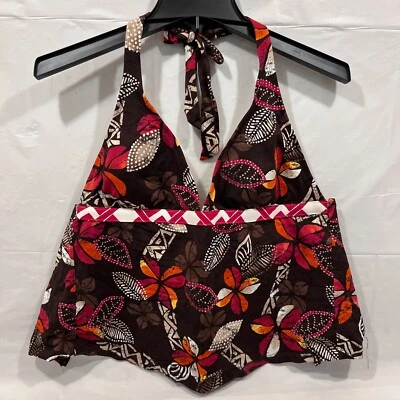 Traje de baño JAG Tankini Top Rojo Naranja Marrón Blanco Halter Correas Talla XL Foto 1 de 4