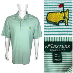 Masters Mens XL Polo Shirt Green Striped Classics Pima Cotton Golf Stretch EUC - Picture 1 of 12