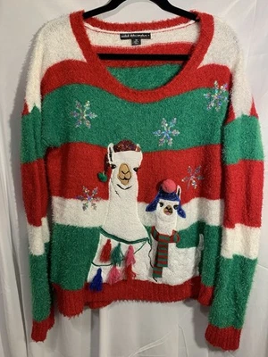 Fa La La Llama Ugly Christmas Sweater Tunic Dress M DEGREES Sequins  Tassles - Image 1 of 4