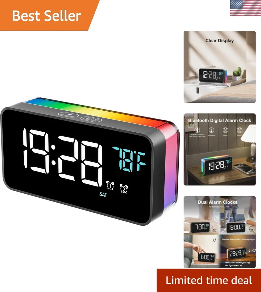 Modern Battery-Powered Alarm Clock with Dual Alarms & Adjustable Brightness - Image 1 of 4
