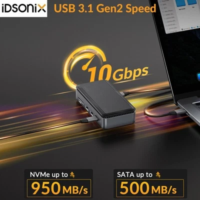 10Gbps 10In1 USB C Docking Station 4K/60Hz Display 100W PD SD/TF3.0 Card Slot - Image 1 of 4