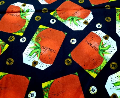 1 Yd Tomatos-Tidings of Great Joy Quilting Treasures Fabric Black w/Red Cotton - Image 1 of 4
