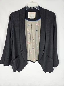 Cartonnier Anthropologie Blazer Womens Large Rayon Open Front Long Sleeve Black - Picture 1 of 7