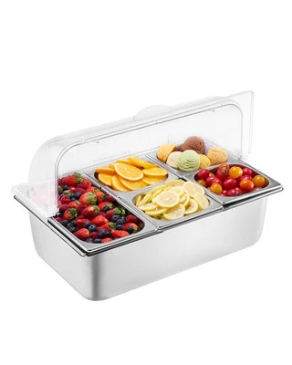 VEVOR Countertop Food Serving Display Container 5 Pan Condiment Dispenser - Image 1 of 4