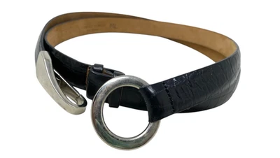 Talbots Womens Croc Embossed Genuine Leather Skinny Belt Sz M / L Made in Italy - Image 1 of 4