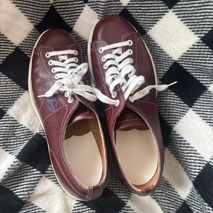 Linds Left Handed Men’s 7D / Wmns 9 Burgundy Leather Bowling Shoes USA EUC - Picture 1 of 10