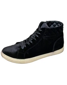 Steve Madden High Top Sneakers Women Shoes Size 9.5 ENDIRA Black Velvet Fashion - Picture 1 of 12