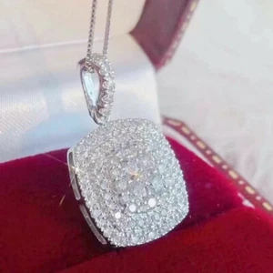 Precioso Collar Colgante Lleno de Plata 925 de Circón Cúbico para Boda - Imagen 1 de 8