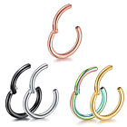 Surgical Steel Nose Ring Hinged Clicker Rings Hoop Ear Lip Nose Rings 20g-16g