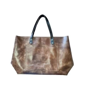 Women's Large Indian Leather Tote Shoulder Bag Large Pocket Work Travel Bag New - Picture 1 of 15