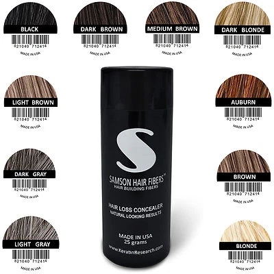 SAMSON HAIR FIBERS MEDIUM BROWN Hair Building Fibers CONTAINER 25gr Best Hair loss Concealer
