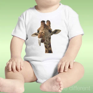 Body Neonato Unisex Giraffa Linguaccia Divertente Idea Regalo - Picture 1 of 1