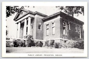 Princeton Indiana~Seymour Carnegie Library Before Addition~Big Columns B&W 1950s - Picture 1 of 3