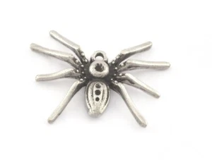 Charms ragno, lunetta cornice vuota ottone placcato argento antico 32x25mm 5230 - Foto 1 di 2