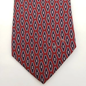 Burberry of London Diamond Geometric Red Navy Beige Classic Tie Made in USA - Picture 1 of 5