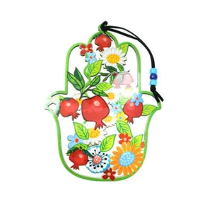 GRÜNER HAMSA HAND WANDBEHANG KABBALA SEGEN NEU HOLZ LASERGESCHNITTEN - Bild 1 von 1