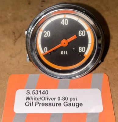 OLIVER TRACTOR OIL PRESSURE GAUGE 1855 1955 Sparex S.53140 0-80 PSI - Image 1 of 4