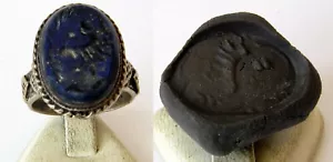 ANTIKER TOLLER OSMANISCHER SILBERRING LAPISLAZULI INTAGLIO EDELSTEIN PERSÖNLICHES SIEGEL # 31 - Bild 1 von 12
