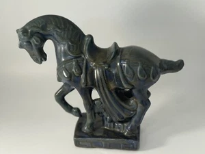 Tang Dynasty Japanese kakiemon Blue Ceramic Horse 9.5” - Picture 1 of 5