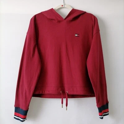 Pulôver com capuz Tommy Hilfiger esporte feminino vermelho manga longa cropped tamanho XL - Imagem 1 de 4