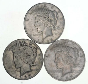 (3 Coins) US Peace Silver Dollar Collection 1922-1935 Era Lot 90% Coin Cull - Picture 1 of 2