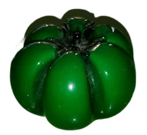 BEAUTIFUL ART GLASS GREEN Tomato or Pumpkin  SCULPTURE  VEGETABLE FRUIT FAUX (K) - Picture 1 of 3