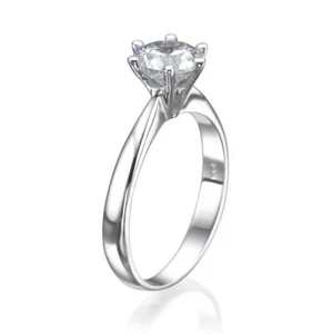 1/2 CT Lab Grown Diamond Engagement Ring Round Cut F/VS2 14K White Gold - Picture 1 of 4