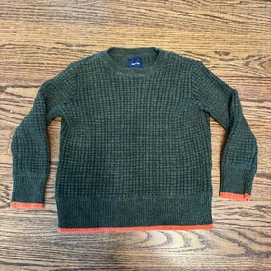 GAP Kids Waffle knit sweater Green Orange Trim pullover preppy XS 4-5 - Imagen 1 de 4