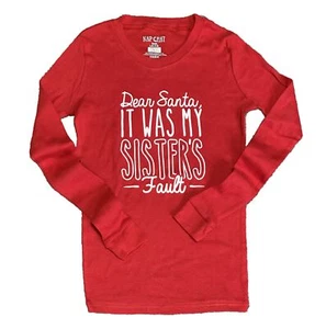 Dear Santa It Was My Sister’s Fault Red Long Sleeve Pajama PJ Shirt Youth L (12) - Picture 1 of 6