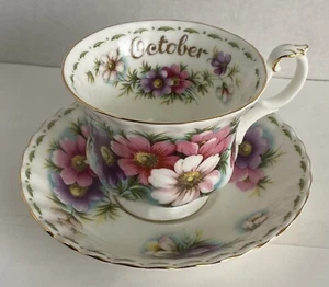 Royal Albert FLOWER OF THE MONTH October COSMOS Cup & Saucer PRISTINE! - Bild 1 von 5