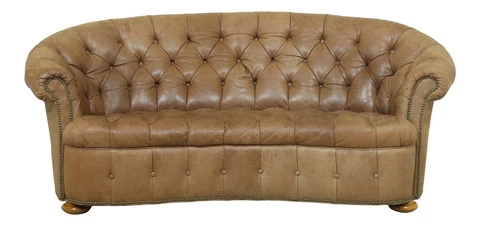 F33163EC: BEACON HILL Chesterfield Style Soft Brown Leather English Style Sofa Cover