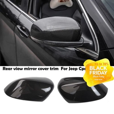 Par de cubiertas de espejo retrovisor Grian de fibra de carbono para Jeep Cherokee 2014-2019 Foto 1 de 4