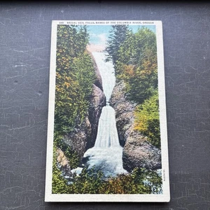 Imagen de postal de cascada Bridal Falls Columbia River O 1935 Lino vista turística - Imagen 1 de 2