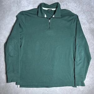 Vintage J.Crew Ruderer Pullover Herren M grün Strick 1/4 Reißverschluss Ellenbogen Patches Preppy - Bild 1 von 5