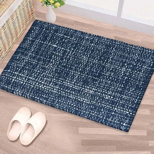 Alfombra de algodón azul marino y blanco, alfombra de área de 21x34 pulgadas para baño cocina entrada... - Imagen 1 de 6