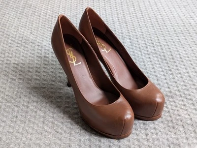 Yves Saint Laurent Shoes Womens Size 36 Brown Nappa Platform Heels Made in Italy - Image 1 of 4