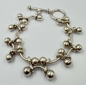 Silpada Sterling Silver DNA Barbell Toggle Bracelet 7.5” 30g - Picture 1 of 8