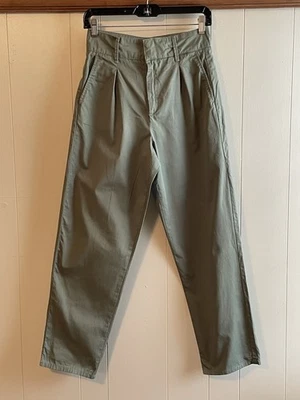 Zara Basic Olive Green High Waisted Pleated Ankle Length Pants Women’s XS - Image 1 of 4