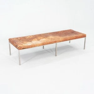 1960s Gordon Bunshaft and Davis Allen of SOM Stainless Steel and Leather Bench - Picture 1 of 11