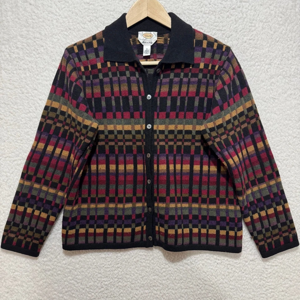 Talbots женщин Sz M кардиган многоцветный геометрический сделано в Италии шерстяная смесь - Изображение 1 из 4
